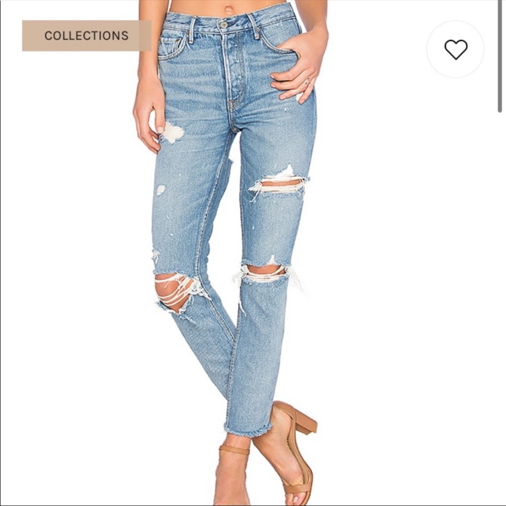 GRLFRND Karolina straight leg slashed jeans